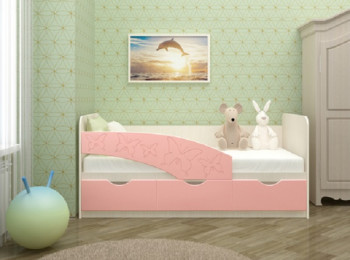Кровать Бабочки 1,6м (Розовый металлик) в Садовом - sadovyj.mebel54.com | фото
