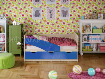 Кровать Бабочки 2,0м (Синий металлик) в Садовом - sadovyj.mebel54.com | фото