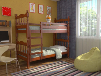 Кровать двухъярусная Соня из массива сосны 800*1890 Орех в Садовом - sadovyj.mebel54.com | фото
