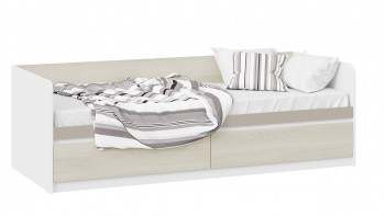 Кровать «Сканди» с 2 ящиками Дуб Гарден/Белый/Глиняный серый в Садовом - sadovyj.mebel54.com | фото