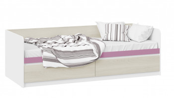 Кровать «Сканди» с 2 ящиками Дуб Гарден/Белый/Лиловый в Садовом - sadovyj.mebel54.com | фото