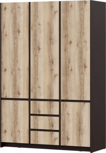 Модульная система "Прага" Шкаф для одежды трехстворчатый Дуб Венге/Дуб Делано в Садовом - sadovyj.mebel54.com | фото