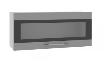 Норд ШВГС 800 Шкаф верхний горизонтальный со стеклом (Софт черный/корпус Венге) в Садовом - sadovyj.mebel54.com | фото