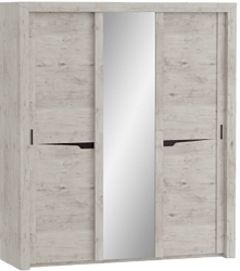 Шкаф трехдверный Соренто с раздвижными дверями Дуб бонифаций/Кофе структурный матовый в Садовом - sadovyj.mebel54.com | фото