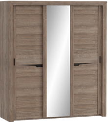 Шкаф трехдверный Соренто с раздвижными дверями Дуб стирлинг/Кофе структурный матовый в Садовом - sadovyj.mebel54.com | фото